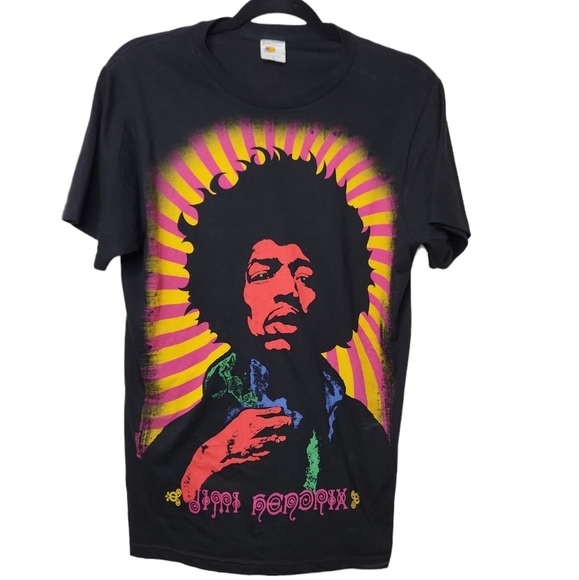 Banyan Island Men's Black Jimi Hendrix Swirl Subway Short Sleeve T-shirt Size M - Picture 1 of 5